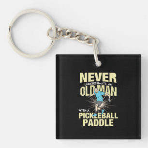 Pickleball - Alter Mann mit Pickleball-Paddel Schlüsselanhänger