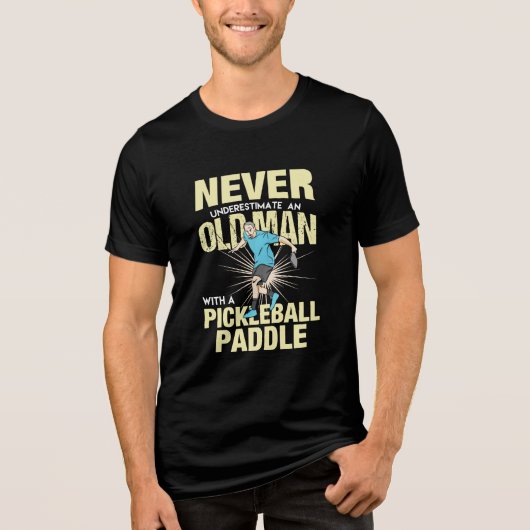 Pickleball - Alter Mann mit Pickleball-Paddel Tri-Blend Shirt (Vorderseite)