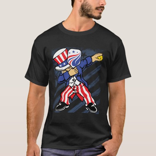 Pickleball American Flag 4th of July Uncle Sam Dab T-Shirt (Vorderseite)