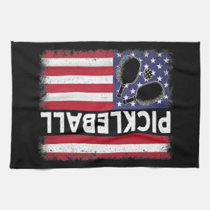 Pickleball American Flag Funny Pickleball Lover Vi Geschirrtuch