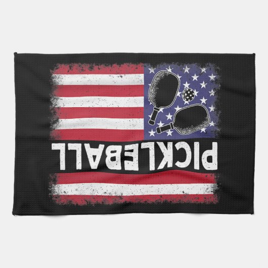 Pickleball American Flag Funny Pickleball Lover Vi Geschirrtuch (Horizontal)