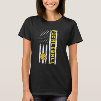 Pickleball American Flag Pickle Ball Paddleball Lo T-Shirt