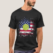 Pickleball American Flag US Racket Paddle Ball T-Shirt (Vorderseite)