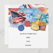 Pickleball American themed 4th July Einladung (Vorne/Hinten)
