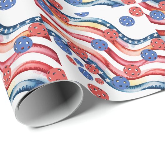 Pickleball American themed for 4th July Geschenkpapier (Rolleneckpunkt)