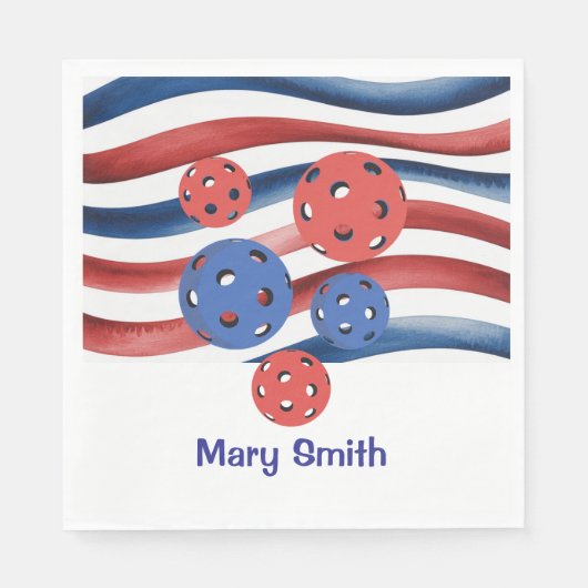 Pickleball American themed for 4th July Serviette (Vorderseite)