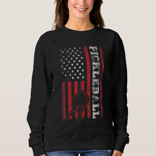 Pickleball American US Flag Patriotic Cool Pickleb Sweatshirt (Vorderseite)