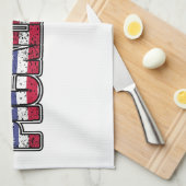 Pickleball Amerikanische Flagge Geschirrtuch (Viertel Falte)