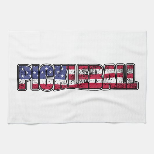 Pickleball Amerikanische Flagge Geschirrtuch (Horizontal)