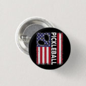 Pickleball Amerikanische Flagge Lustiger Picklebal Button (Vorne & Hinten)