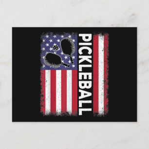 Pickleball Amerikanische Flagge Lustiger Picklebal Feiertagspostkarte