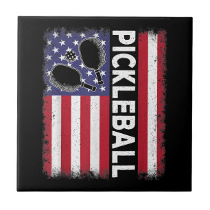 Pickleball Amerikanische Flagge Lustiger Picklebal Fliese