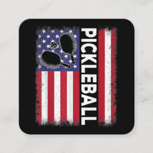 Pickleball Amerikanische Flagge Lustiger Picklebal Quadratische Visitenkarte