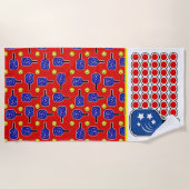 Pickleball Amerikanische Flagge Rot Weiß und Blau Strandtuch (Vorderseite)