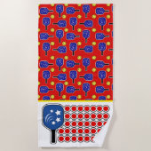 Pickleball Amerikanische Flagge Rot Weiß und Blau Strandtuch (Vorderseite)