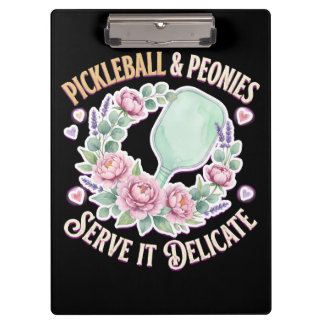 Pickleball And Peonies Serve It Delicate Klemmbrett