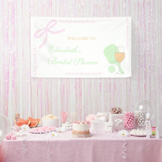 Pickleball and Prosecco Bridal Shower Banner (Party)