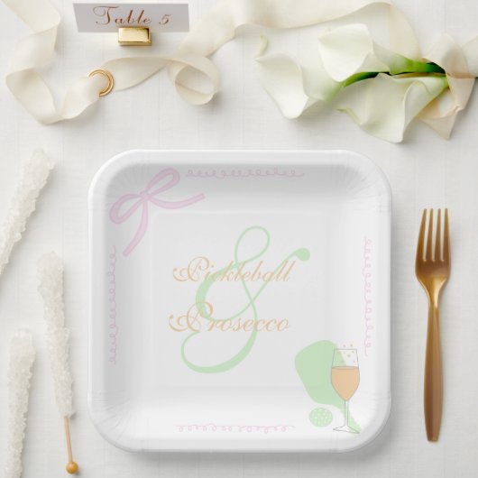 Pickleball and Prosecco Bridal Shower Pappteller (Hochzeit)