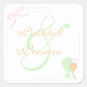Pickleball and Prosecco Bridal Shower Quadratischer Aufkleber (Vorderseite)