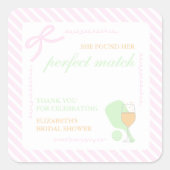 Pickleball and Prosecco Bridal Shower Quadratischer Aufkleber (Vorderseite)