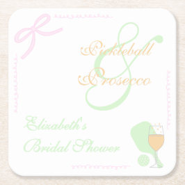 Pickleball and Prosecco Bridal Shower Rechteckiger Pappuntersetzer