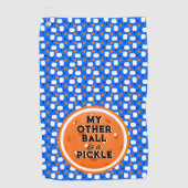 Pickleball andere Ball ist ein Pickle Blue Orange Golfhandtuch (Vorderseite)
