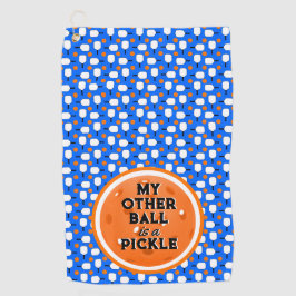 Pickleball andere Ball ist ein Pickle Blue Orange Golfhandtuch