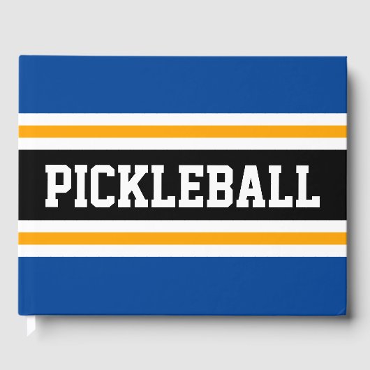 PICKLEBALL Athletic Navy Blue Black Racing Stripes Gästebuch (Vorderseite)