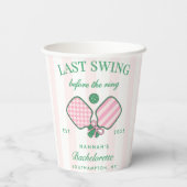 Pickleball Bach Cocktail Green & Pink Stripes Pappbecher (Rückseite)