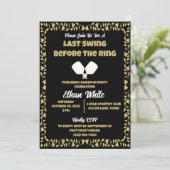 Pickleball Bachelor Party Black and Gold Ivay Fram Einladung (Stehend Vorderseite)