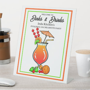 Pickleball Bachelorette Wedding Dinks & Drinks Sockelschild