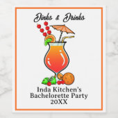 Pickleball Bachelorette Wedding Dinks & Drinks Weinetikett (Einzelnes Label)