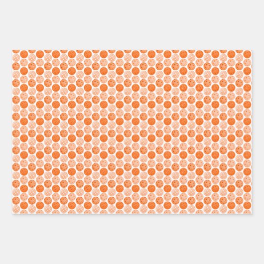 Pickleball Ball, Orange Pickleball Balls auf Weiß Geschenkpapier Set (Vorderseite 3)