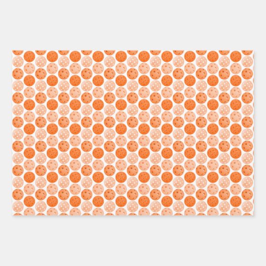 Pickleball Ball, Orange Pickleball Balls auf Weiß Geschenkpapier Set (Vorderseite 2)