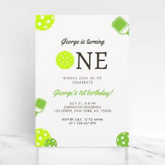 Pickleball Ball Paddle Sport Thema 1. Geburtstag Save The Date