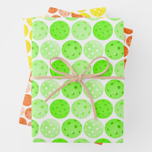Pickleball Balls - Grün, Orange und Gelb Party Geschenkpapier Set (Beispiel)