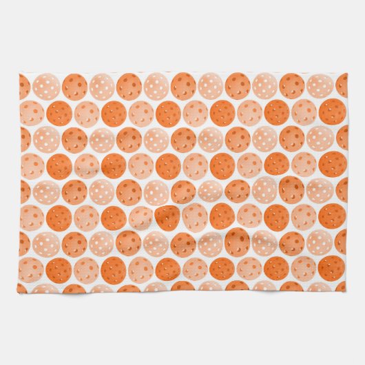 Pickleball Balls, Orange Pickleball Balls auf Weiß Geschirrtuch (Horizontal)