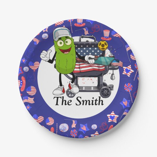 Pickleball Barbecue 4. Juli Unabhängigkeitstag Pappteller (Vorderseite)