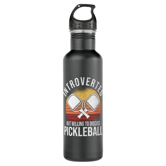 Pickleball Bat Retro Sunset Player Hobby Edelstahlflasche (Vorderseite)