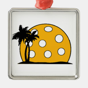 Pickleball Beach Sunset Ornament Aus Metall