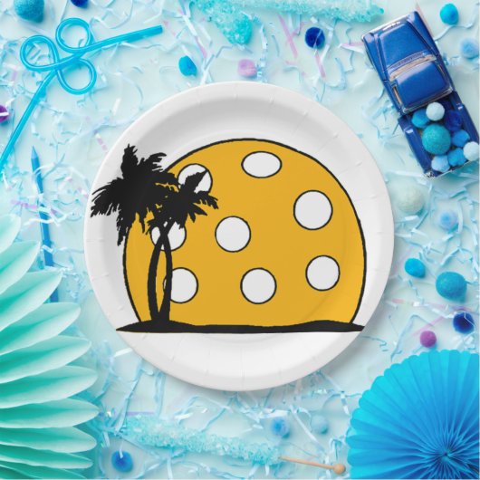 Pickleball Beach Sunset Pappteller (Party)