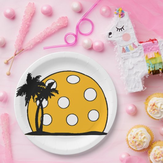 Pickleball Beach Sunset Pappteller (Party)