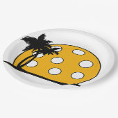 Pickleball Beach Sunset Pappteller (Schrägansicht)