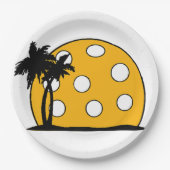 Pickleball Beach Sunset Pappteller (Vorderseite)