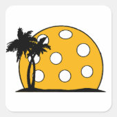Pickleball Beach Sunset Quadratischer Aufkleber (Vorderseite)