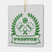 Pickleball-Benutzerdefiniertes Jahr und Name Keramikornament (Links)