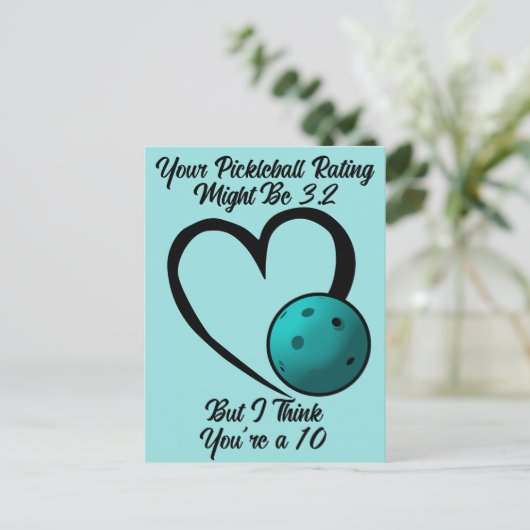 Pickleball Bewertung Valentine Heart Blue Pickleba Postkarte (Stehend Vorderseite)
