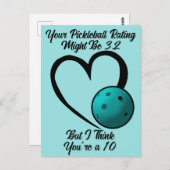 Pickleball Bewertung Valentine Heart Blue Pickleba Postkarte (Vorne/Hinten)