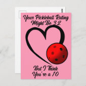 Pickleball Bewertung Valentine Herz rosa und rot Postkarte (Vorne/Hinten)