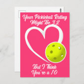 Pickleball Bewertung Valentinherz Gelb Rosa Postkarte (Vorne/Hinten)